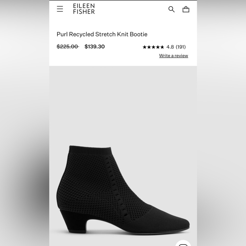 EILEEN FISHER Black Purl Sock Booties Size 7 - Picture 2 of 10